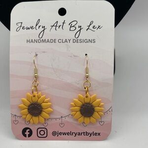 Jewelry Art by Lex. Sunflower Handmade Clay Earrings